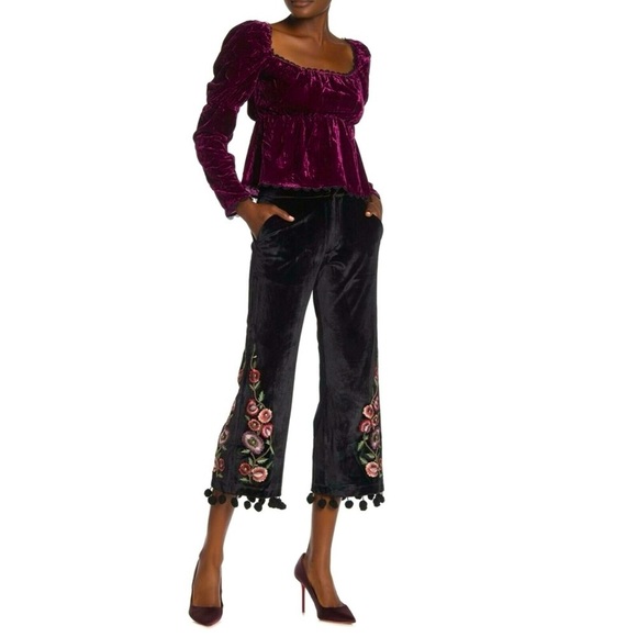 NWT REVOLVE TULAROSA Huntington Pant Black Velvet S - Picture 1 of 10